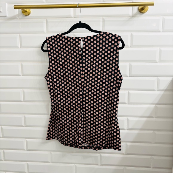 Calvin Klein Women’s Sleeveless Rosette Blouse with Pleated Neckline - Picture 4 of 6